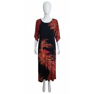 Vintage Butterfield 8 Maxi Dress Kaftan Phoenix Vibrant Tropical Flowy Medium